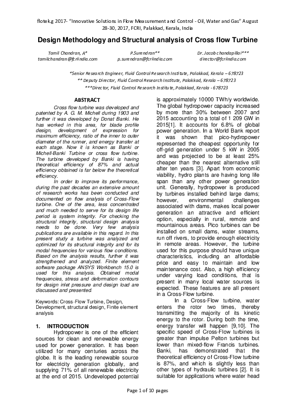 (PDF) Design Methodology and Structural analysis of Cross flow Turbine