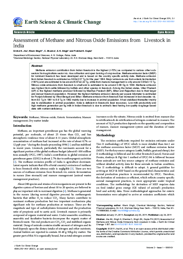 (PDF) Assessment of Methane and Nitrous Oxide Emissions from Livestock ...
