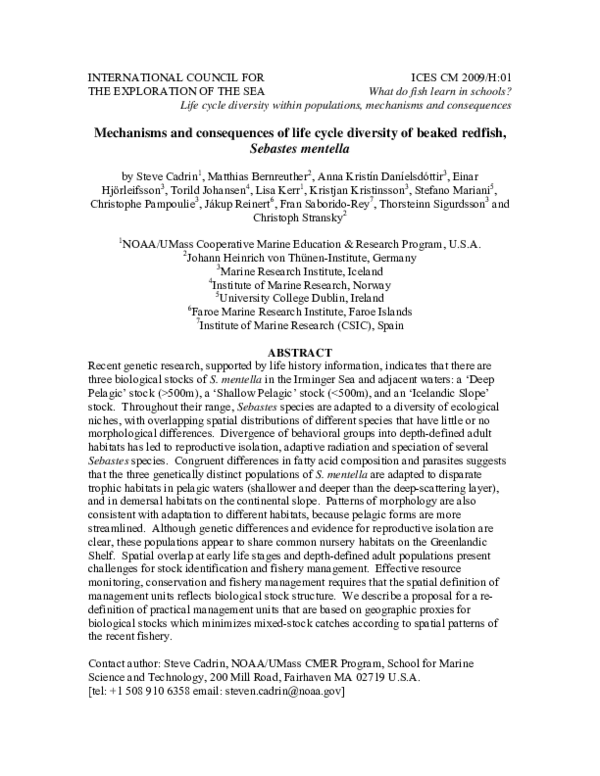 (PDF) Mechanisms and consequences of life cycle diversity of beaked ...
