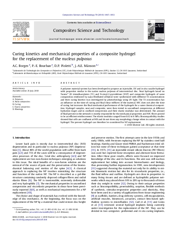 (PDF) A Composite Hydrogel for the Replacement of the Nucleus Pulposus