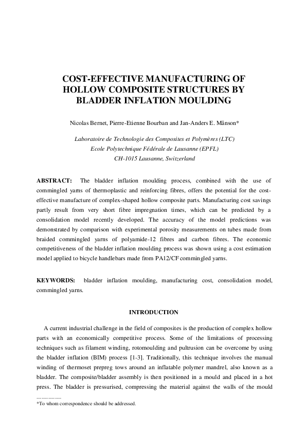 (PDF) Cost-Effective Manufacturing of Hollow Composite Structures by ...