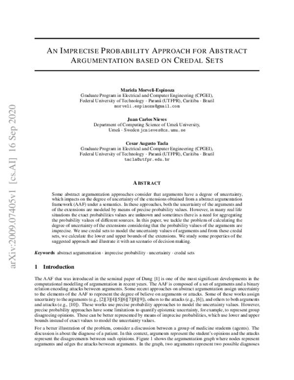(PDF) An Imprecise Probability Approach for Abstract Argumentation ...