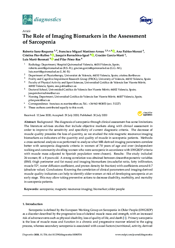 (PDF) The Role of Imaging Biomarkers in the Assessment of Sarcopenia