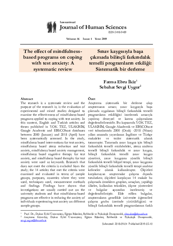 (PDF) The effect of mindfulness-based programs on coping with test ...