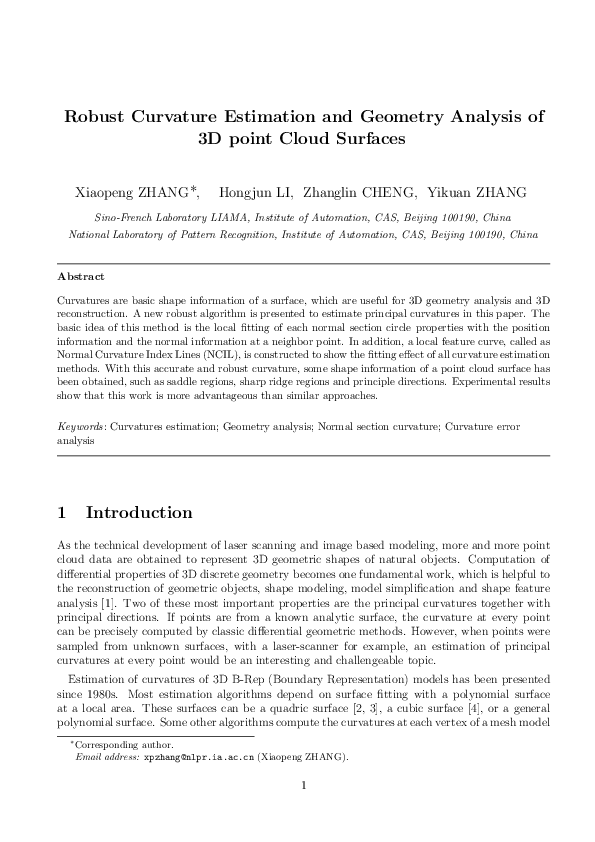 (PDF) Robust curvature estimation and geometry analysis of 3D point ...