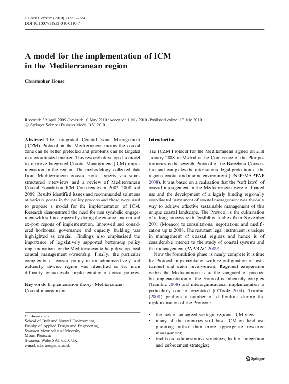 (PDF) A model for the implementation of ICM in the Mediterranean region