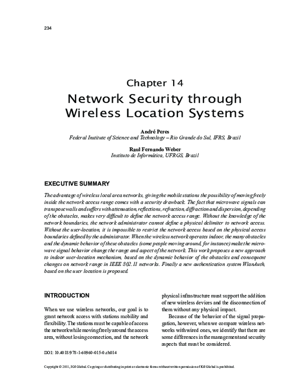 (PDF) Network security through wireless location