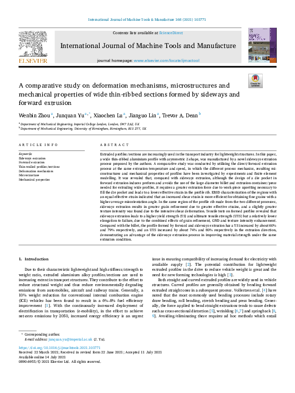 (PDF) A comparative study on deformation mechanisms, microstructures ...