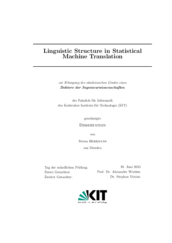 (PDF) Linguistic Structure in Statistical Machine Translation