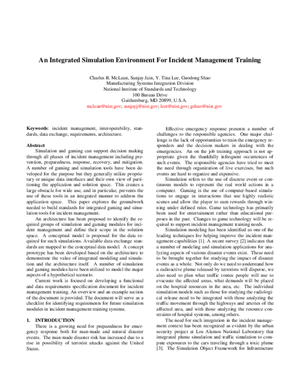 (PDF) An Integrated Simulation Environment for Incident Management ...