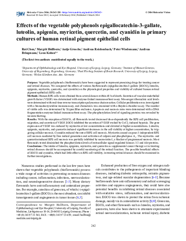 (PDF) Effects of the vegetable polyphenols epigallocatechin-3-gallate ...