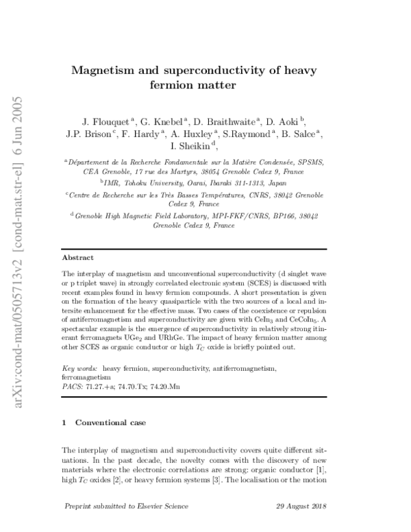 (PDF) Magnetism and superconductivity of heavy fermion matter