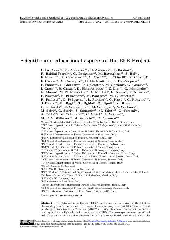 (PDF) Scientific and educational aspects of the EEE Project