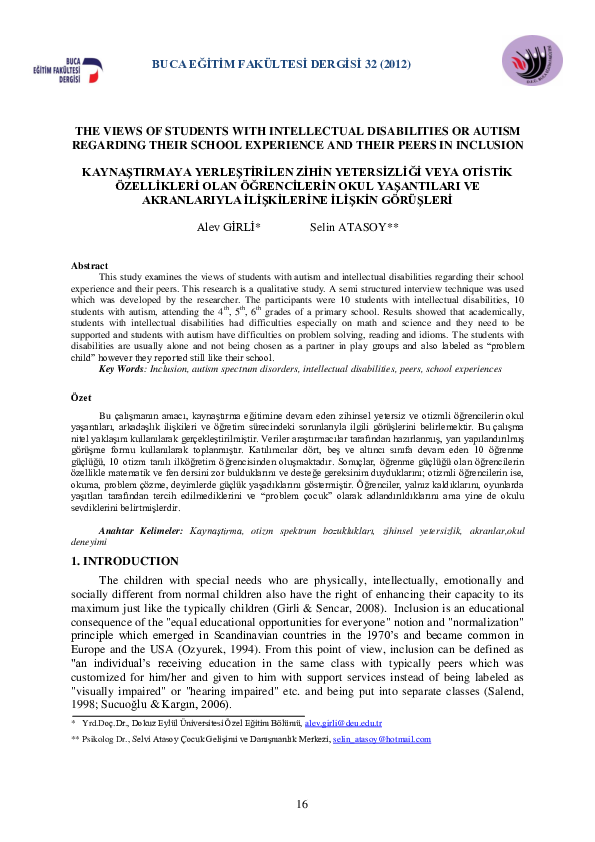 (PDF) The Views of Students with Intellectual Disabilities or Autism ...