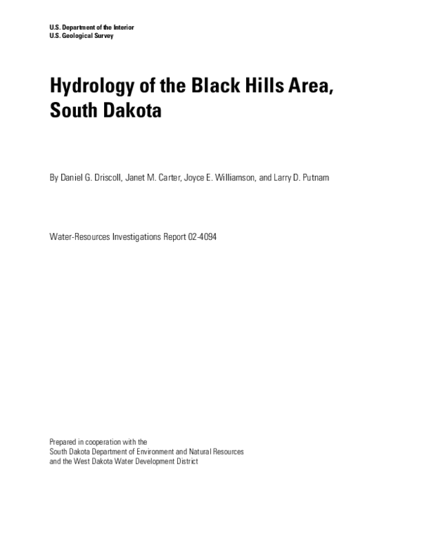 (PDF) Hydrology of the Black Hills Area, South Dakota