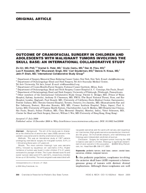 (PDF) Outcome of craniofacial surgery in children and adolescents with ...