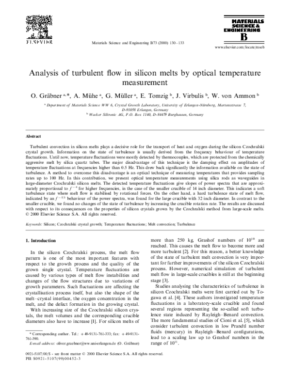 (PDF) Analysis of turbulent flow in silicon melts by optical