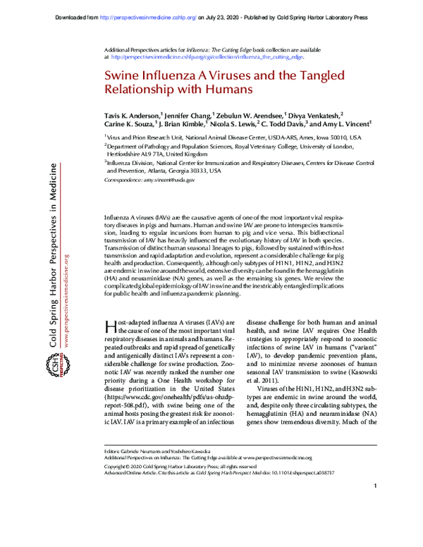 (PDF) Swine Influenza A Viruses and the Tangled Relationship with ...