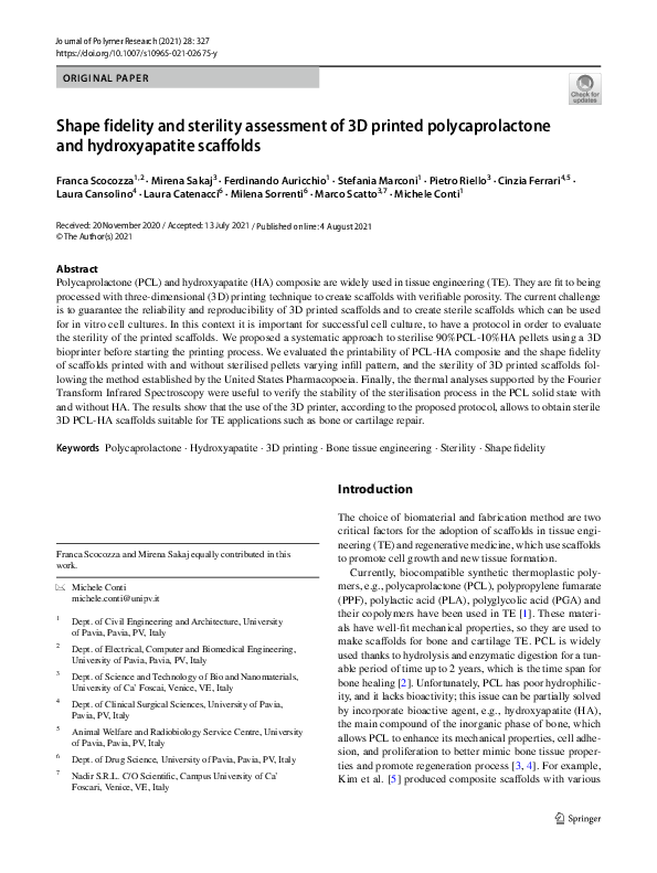 (PDF) Shape fidelity and sterility assessment of 3D printed ...