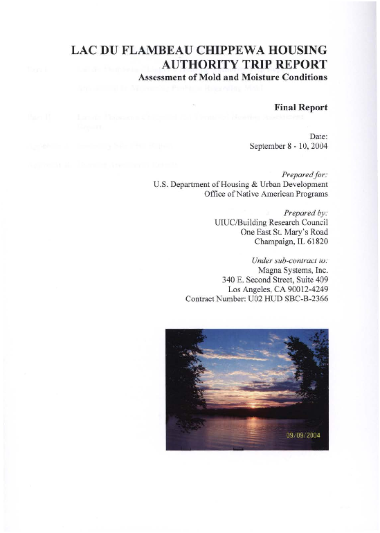 (PDF) Lac Du Flambeau Chippewa Housing Authority Trip Report