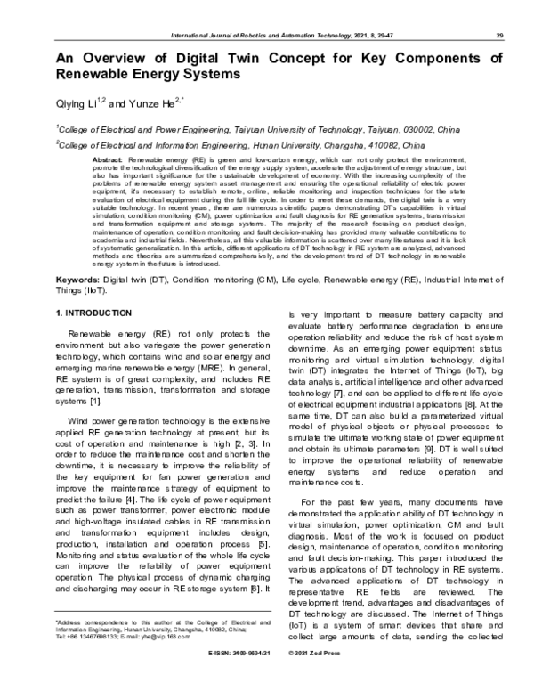 (PDF) An Overview of Digital Twin Concept for Key Components of ...