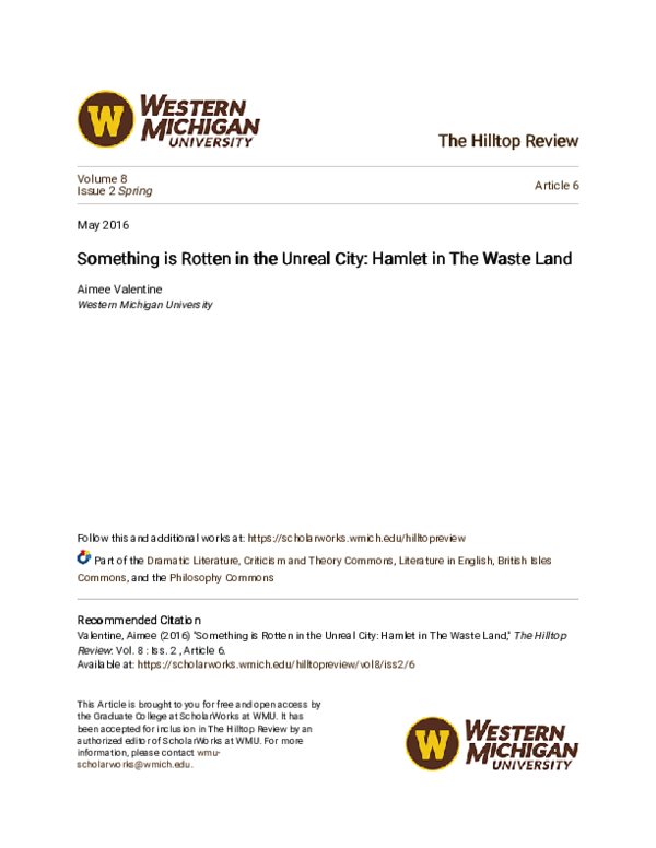 (PDF) Something is Rotten in the Unreal City: Hamlet in The Waste Land