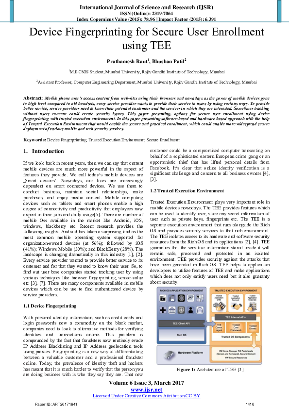 (PDF) Device Fingerprinting for Secure User Enrollment using