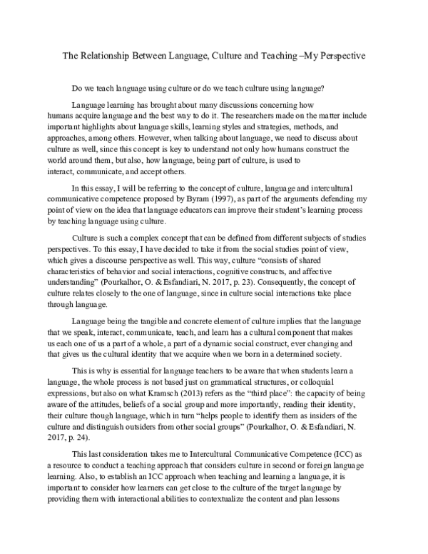(DOC) The Relationship Between Language, Culture and Teaching -My ...