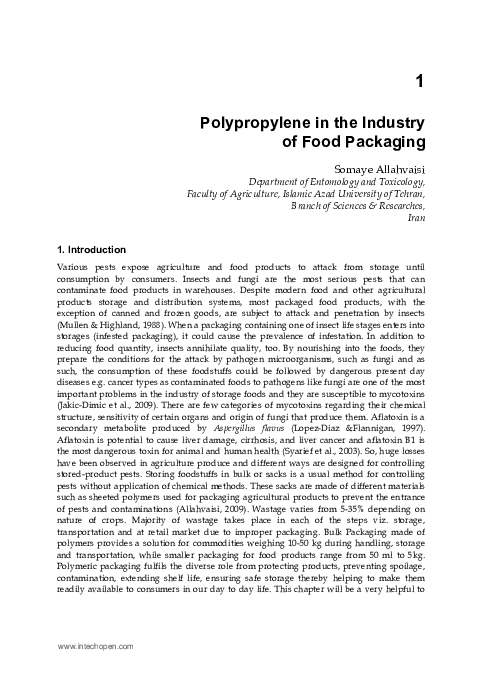 (PDF) 1 Polypropylene in the Industry of Food Packaging