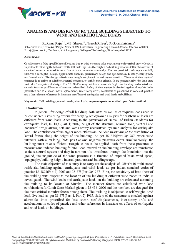 (PDF) Analysis and Design of RC Tall Building Subjected to Wind and ...
