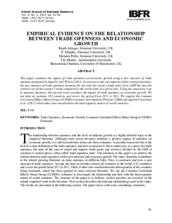 (PDF) Empirical Evidence on the Relationship between Trade Openness and ...
