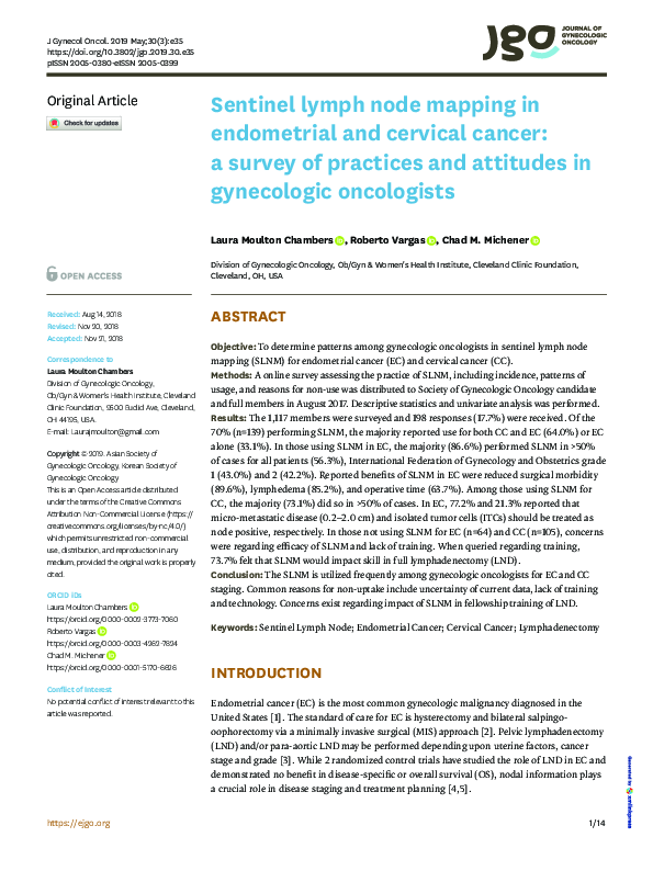 (PDF) Sentinel lymph node mapping in endometrial and cervical cancer: a ...