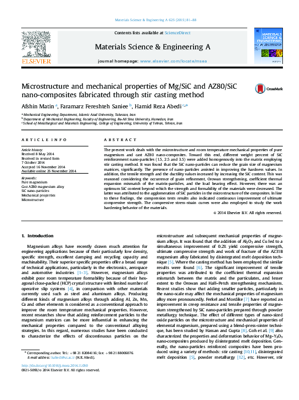(PDF) Microstructure and mechanical properties of Mg/SiC and AZ80/SiC ...