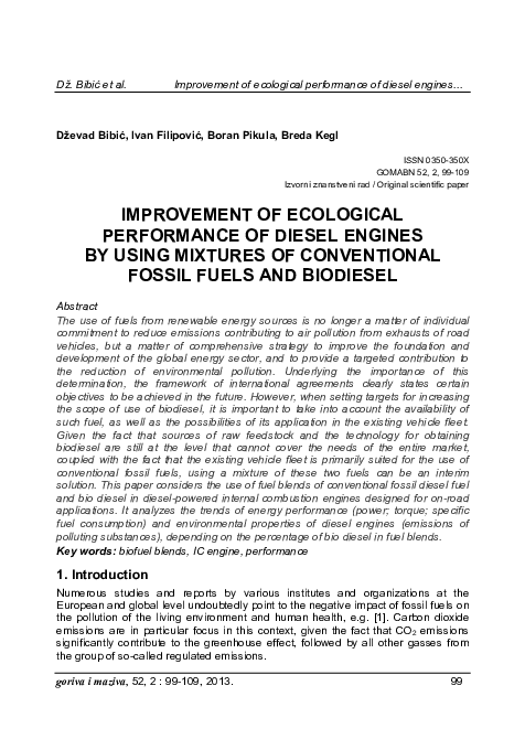 (PDF) Improvement of Ecological Performance of Diesel Engines by Using ...