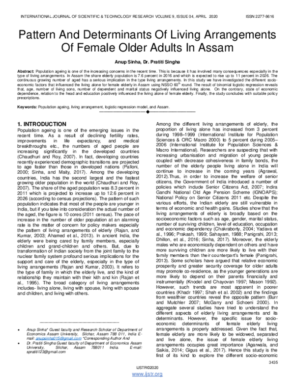 (PDF) Pattern And Determinants Of Living Arrangements Of Female Older ...