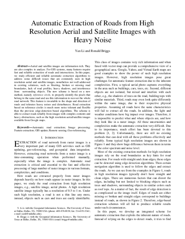 (PDF) Automatic Extraction of Roads from High Resolution Aerial and ...