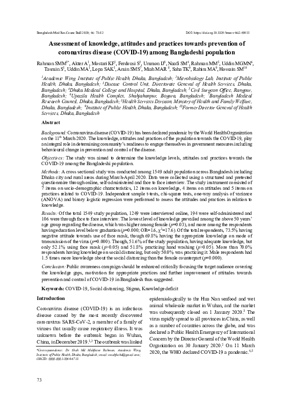 (PDF) Assessment of knowledge, attitudes and practices towards ...