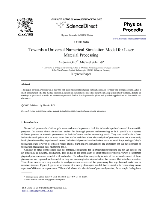 (PDF) Towards a universal numerical simulation model for laser material ...