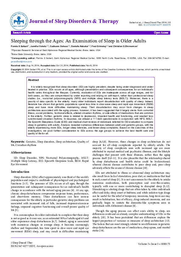 (PDF) Sleeping through the Ages: An Examination of Sleep in Older Adults