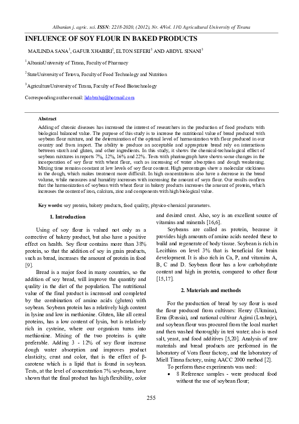 (PDF) Influence of Soy Flour in Baked Products