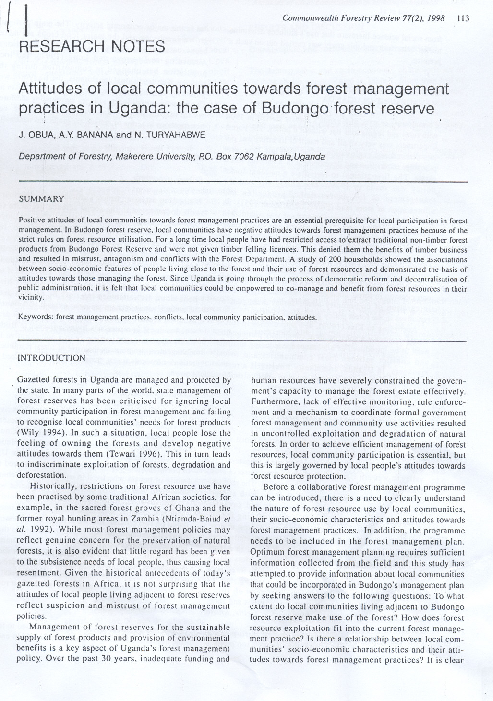 (PDF) Attitudes of Local Communities Towards Forest Management ...