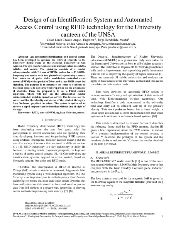 (PDF) Design of an Identification System and Automated Access Control ...