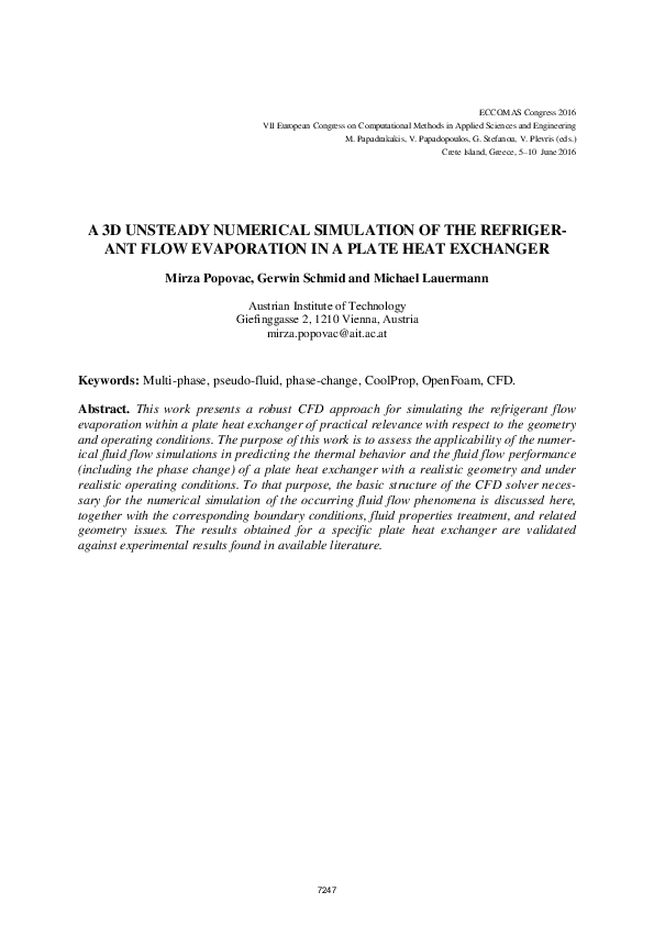 (PDF) A 3D Unsteady Numerical Simulation of the Refrigerant Flow ...