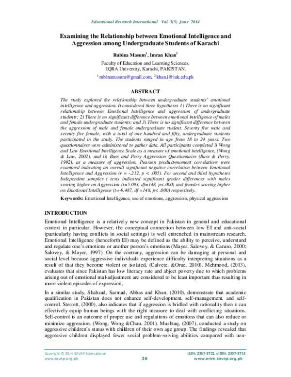 (PDF) Examining the Relationship between Emotional Intelligence and ...