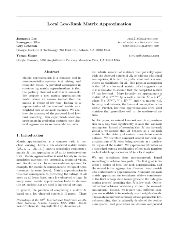 (PDF) Local Low-Rank Matrix Approximation