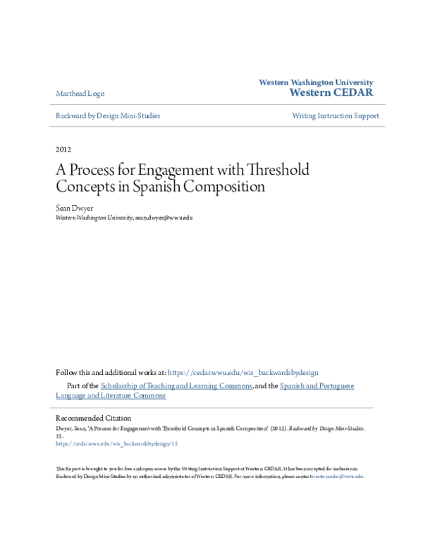 (PDF) A Process for Engagement with Threshold Concepts in Spanish