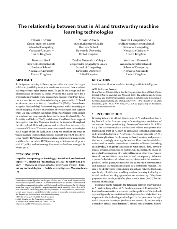 (PDF) The relationship between trust in AI and trustworthy machine ...