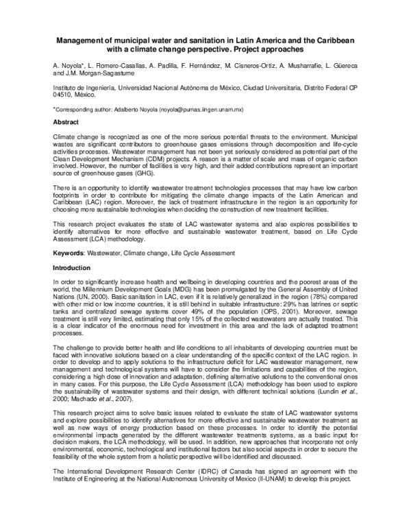 (PDF) Management of municipal water and sanitation in Latin America and ...