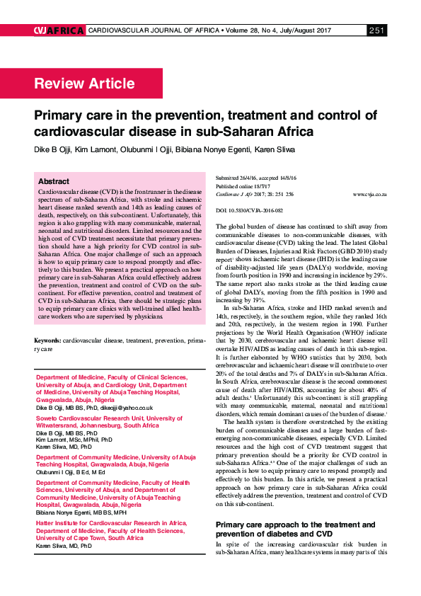 (PDF) Primary care in the prevention, treatment and control of ...
