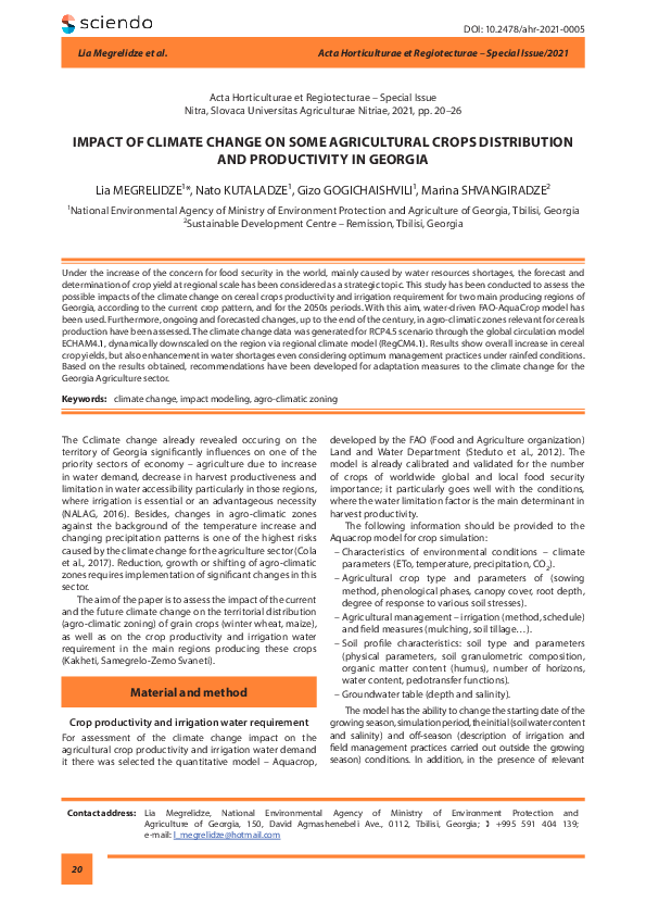(PDF) Impact of Climate Change on Some Agricultural Crops Distribution ...